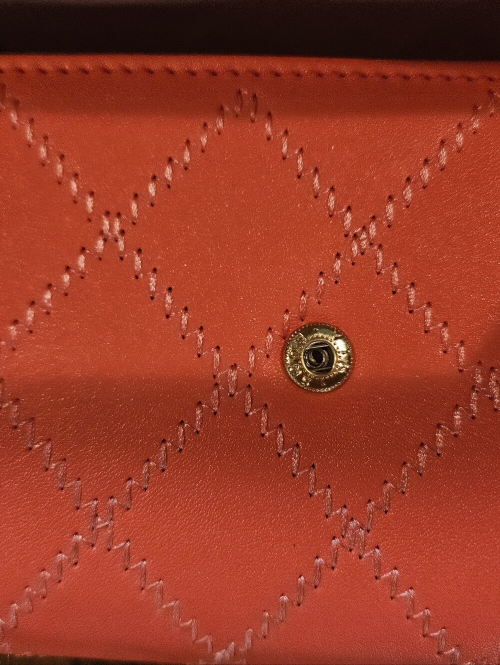 Coral Vinyl Quilted Crown Accent Wallet - Picture 3 of 7
